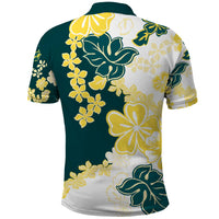 Yelow Teal Hibiscus Plumeria Floral Polo Shirt - Polynesian Pride