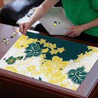 Yelow Teal Hibiscus Plumeria Floral Puzzle LT01