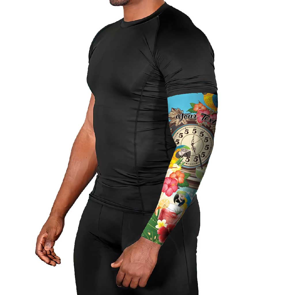 Personalized It's 5 o'clock Somewhere Arm Sleeves Hawaiian Tropical Parrots - Polynesian Pride