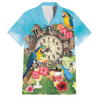 Personalized It's 5 o'clock Somewhere Family Matching Off Shoulder Maxi Dress and Hawaiian Shirt Hawaiian Tropical Parrots - Polynesian Pride