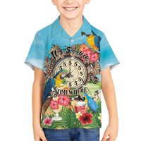 Personalized It's 5 o'clock Somewhere Family Matching Off Shoulder Maxi Dress and Hawaiian Shirt Hawaiian Tropical Parrots - Polynesian Pride