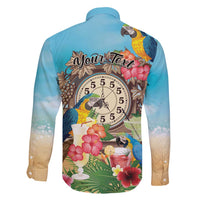 Personalized It's 5 o'clock Somewhere Family Matching Off Shoulder Short Dress and Hawaiian Shirt Hawaiian Tropical Parrots - Polynesian Pride
