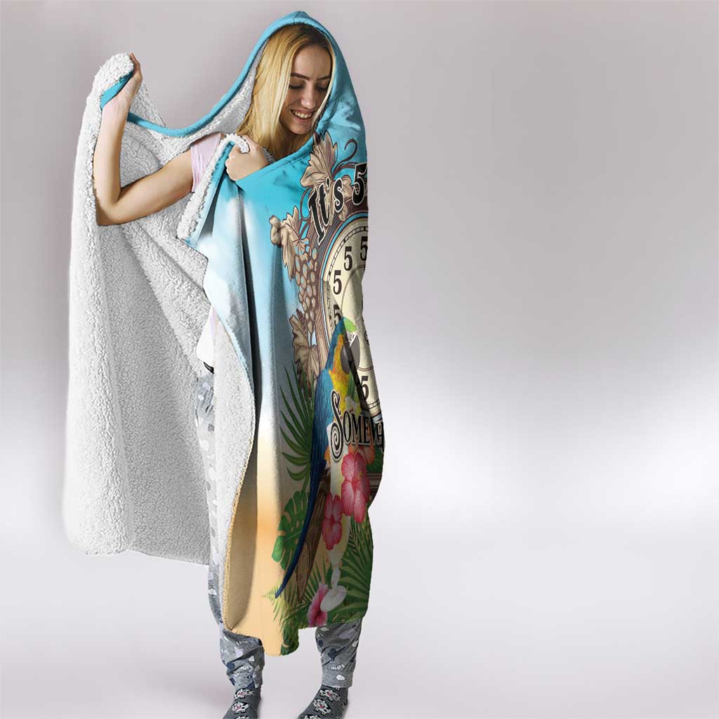 It's 5 o'clock Somewhere Hooded Blanket Hawaiian Tropical Parrots - Polynesian Pride