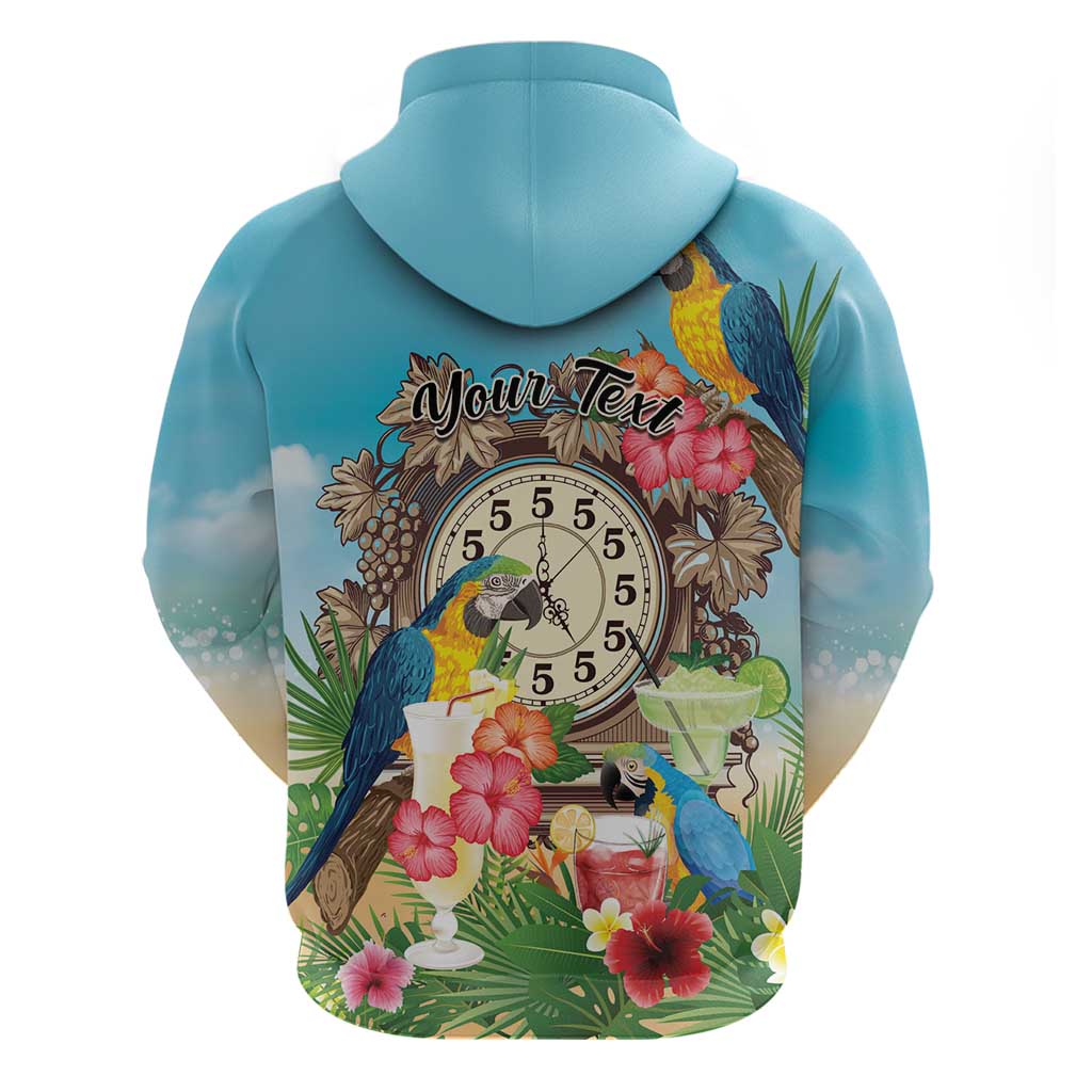 Personalized It's 5 o'clock Somewhere Hoodie Hawaiian Tropical Parrots - Polynesian Pride