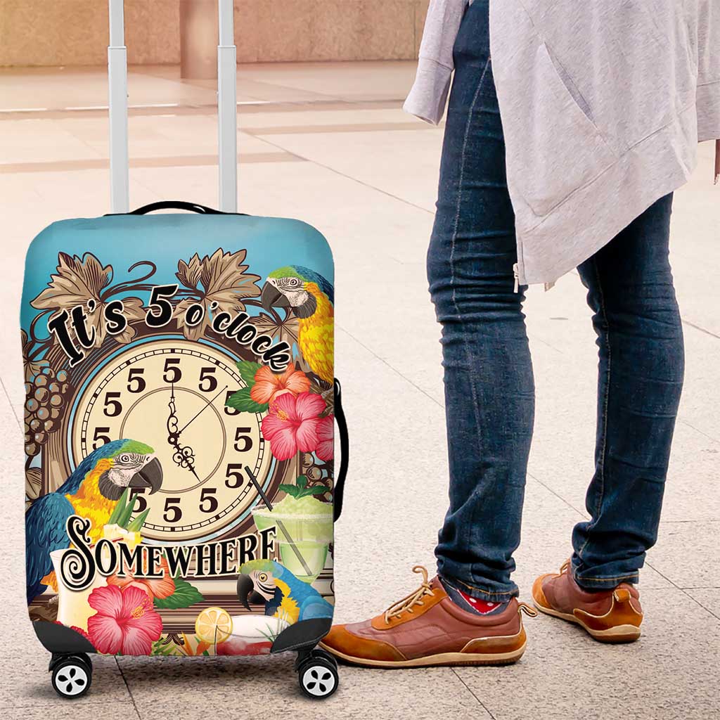 It's 5 o'clock Somewhere Luggage Cover Hawaiian Tropical Parrots - Polynesian Pride