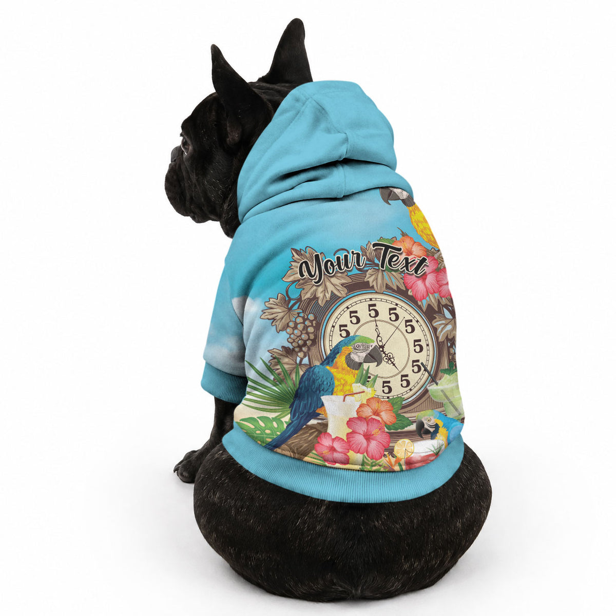 Personalized It's 5 o'clock Somewhere Pet Hoodie Hawaiian Tropical Parrots LT01 - Polynesian Pride