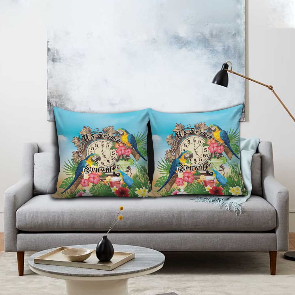 It's 5 o'clock Somewhere Pillow Cover Hawaiian Tropical Parrots - Polynesian Pride