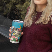 Personalized It's 5 o'clock Somewhere Tumbler Cup Hawaiian Tropical Parrots - Polynesian Pride