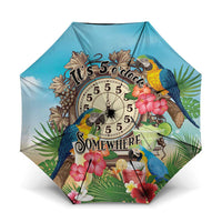 It's 5 o'clock Somewhere Umbrella Hawaiian Tropical Parrots LT01 One Size Folded 11.42 inch Opened Diameter 37.4 inch Blue - Polynesian Pride