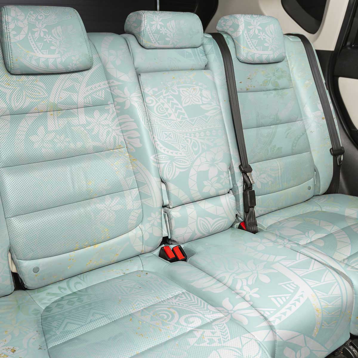 Polynesian Tiare Monstera Seafoam Green Back Car Seat Cover Liquid Style - Polynesian Pride