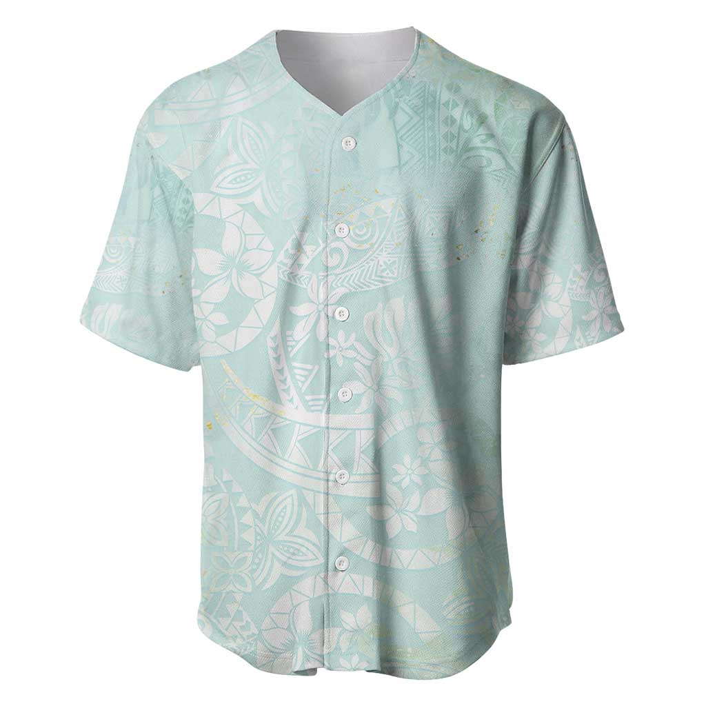 Polynesian Tiare Monstera Seafoam Green Baseball Jersey Liquid Style LT01 Green - Polynesian Pride