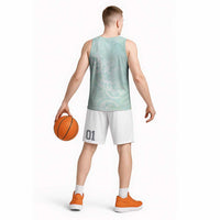 Polynesian Tiare Monstera Seafoam Green Basketball Jersey Liquid Style - Polynesian Pride