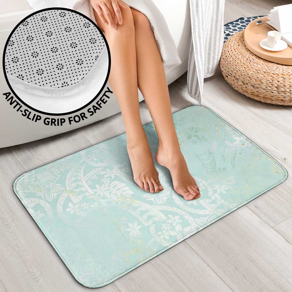 Polynesian Tiare Monstera Seafoam Green Bathroom Set Liquid Style - Polynesian Pride