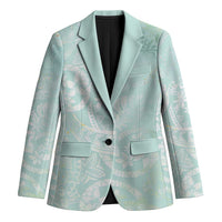 Polynesian Tiare Monstera Seafoam Green Blazer Liquid Style - Polynesian Pride