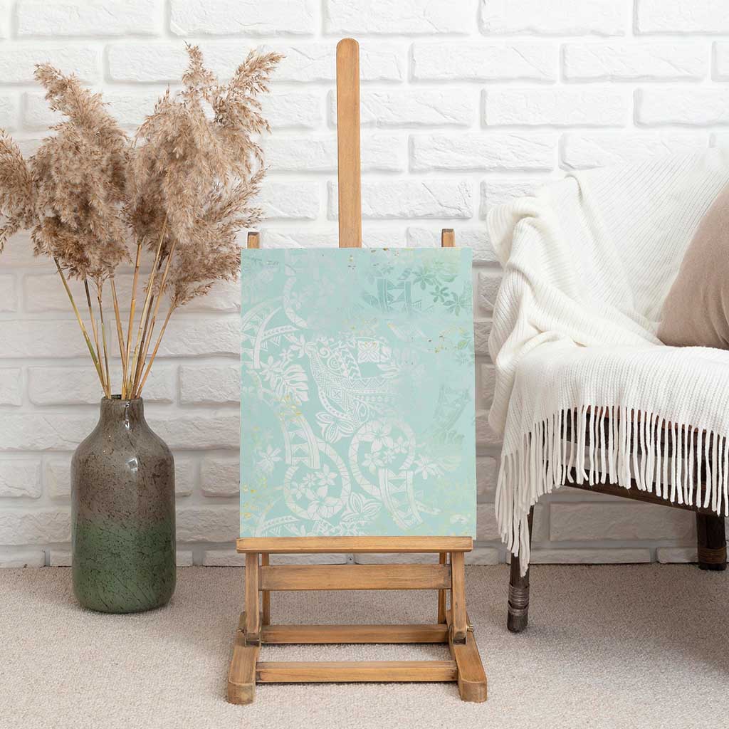 Polynesian Tiare Monstera Seafoam Green Canvas Wall Art Liquid Style - Polynesian Pride