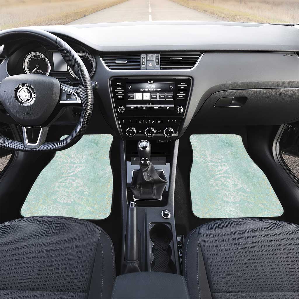 Polynesian Tiare Monstera Seafoam Green Car Mats Liquid Style - Polynesian Pride