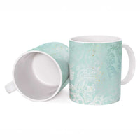 Polynesian Tiare Monstera Seafoam Green Ceramic Mug Liquid Style LT01 - Polynesian Pride