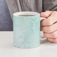 Polynesian Tiare Monstera Seafoam Green Ceramic Mug Liquid Style LT01 - Polynesian Pride