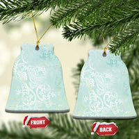 Polynesian Tiare Monstera Seafoam Green Ceramic Ornament Liquid Style - Polynesian Pride