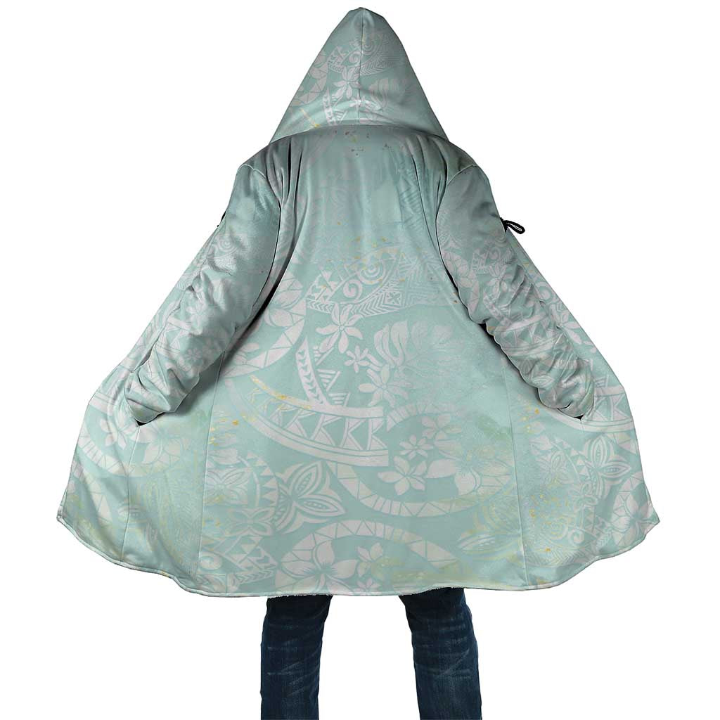 Polynesian Tiare Monstera Seafoam Green Cloak Liquid Style LT01 Unisex Green - Polynesian Pride