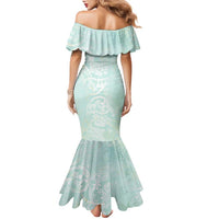 Polynesian Tiare Monstera Seafoam Green Family Matching Mermaid Dress and Hawaiian Shirt Liquid Style LT01 - Polynesian Pride