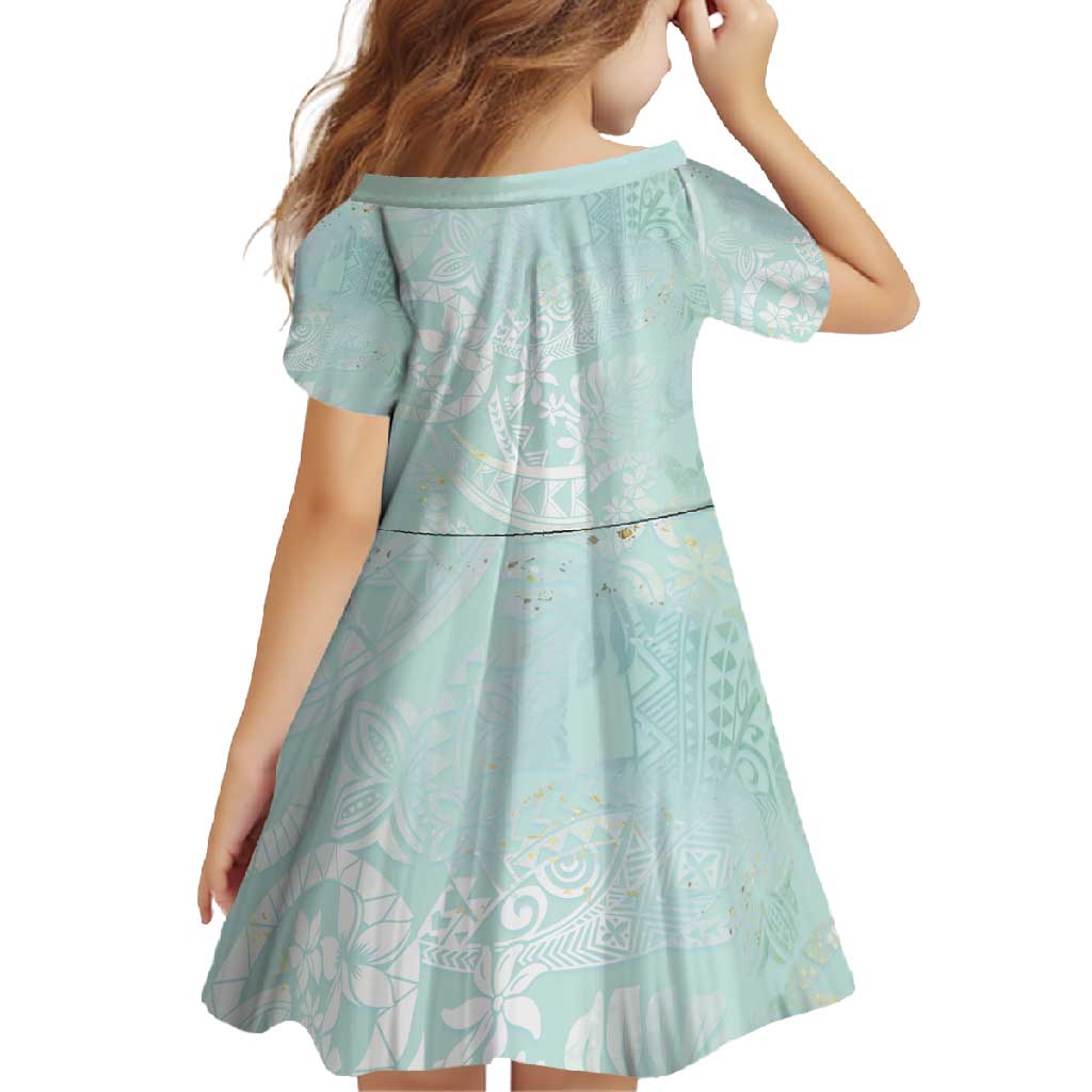 Polynesian Tiare Monstera Seafoam Green Family Matching Summer Maxi Dress and Hawaiian Shirt Liquid Style LT01 - Polynesian Pride