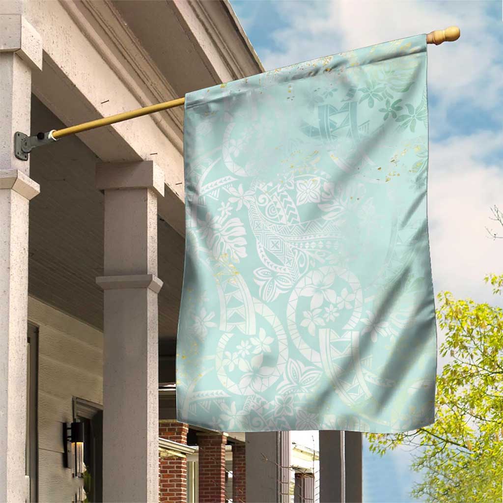 Polynesian Tiare Monstera Seafoam Green Garden Flag Liquid Style LT01 House Flag Green - Polynesian Pride