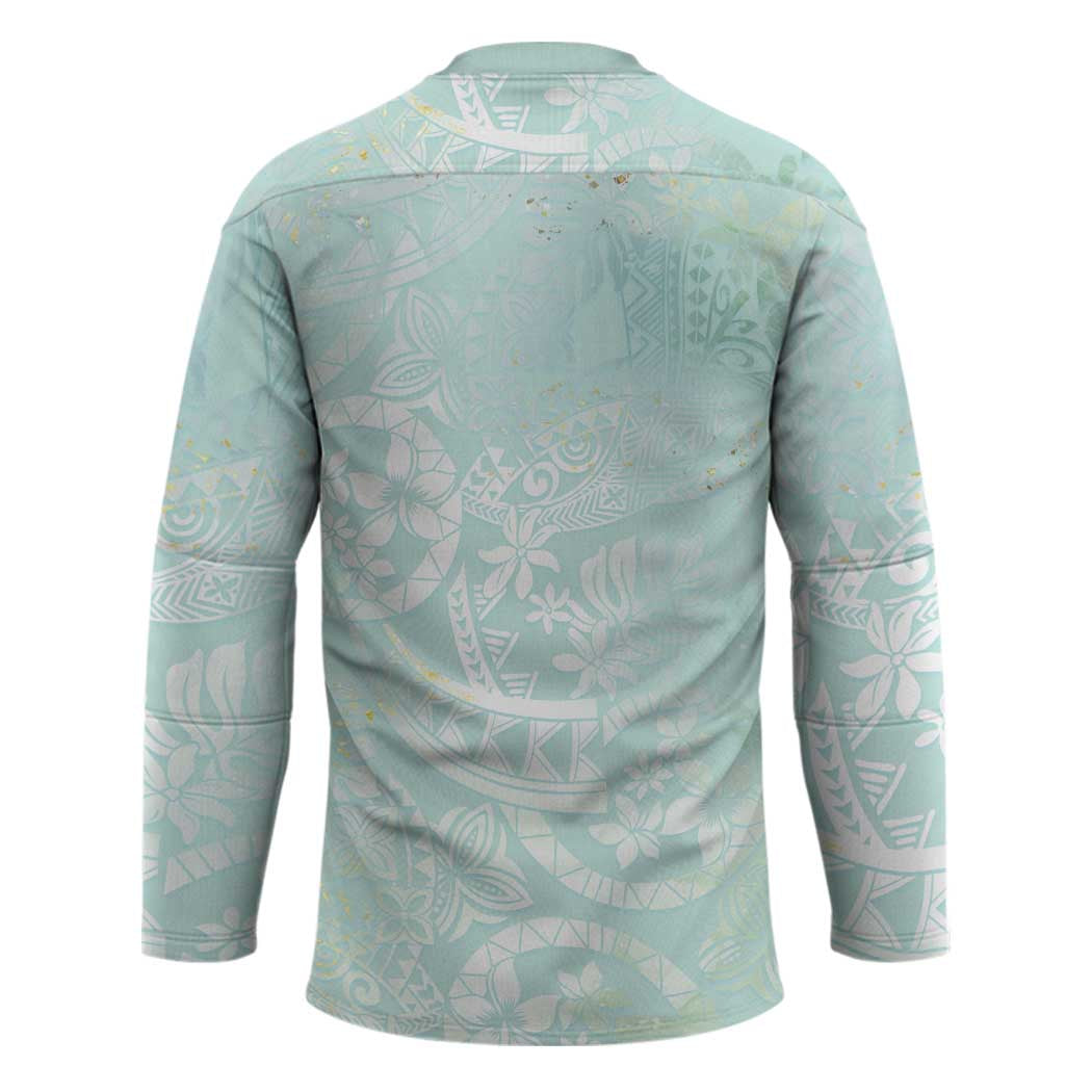 Polynesian Tiare Monstera Seafoam Green Hockey Jersey Liquid Style LT01 - Polynesian Pride