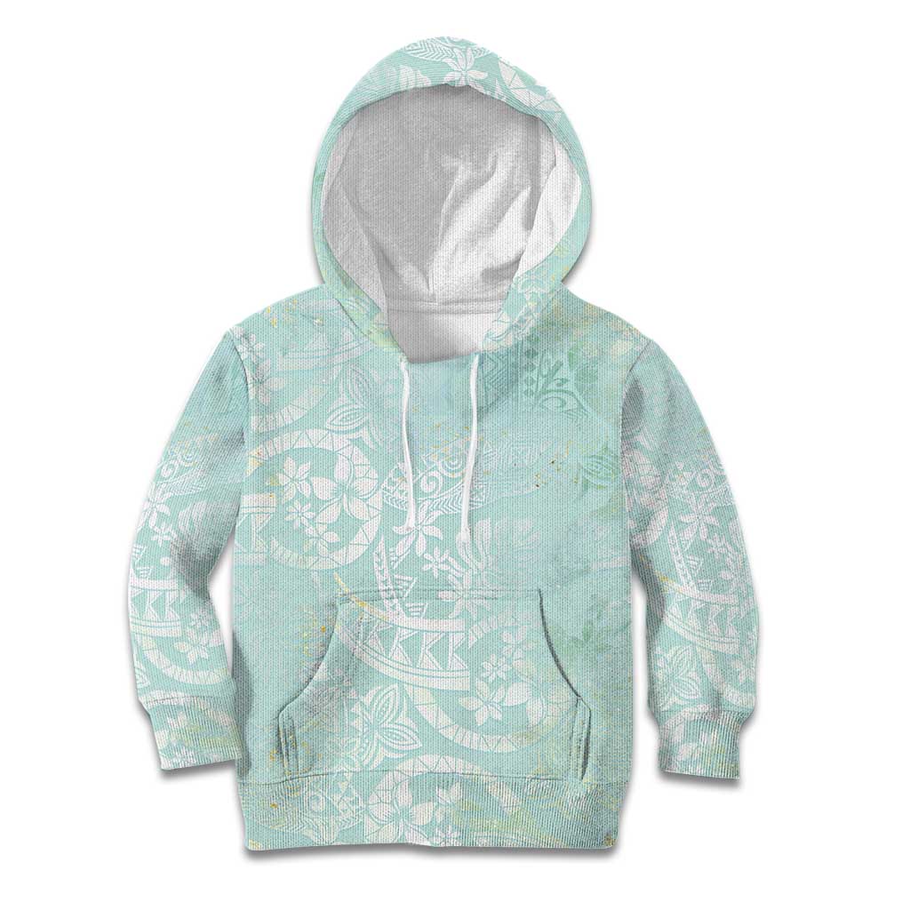 Polynesian Tiare Monstera Seafoam Green Kid Hoodie Liquid Style LT01 Hoodie Green - Polynesian Pride