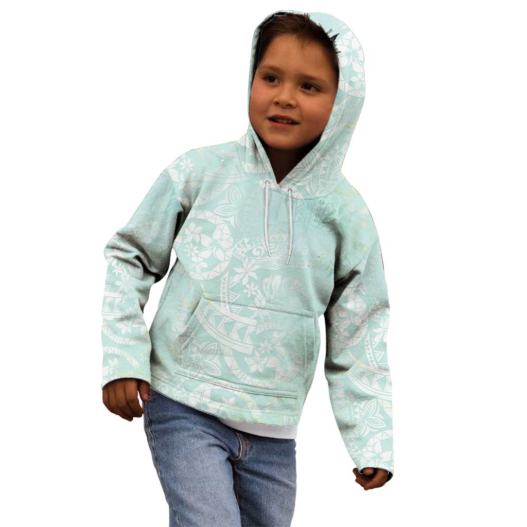 Polynesian Tiare Monstera Seafoam Green Kid Hoodie Liquid Style - Polynesian Pride