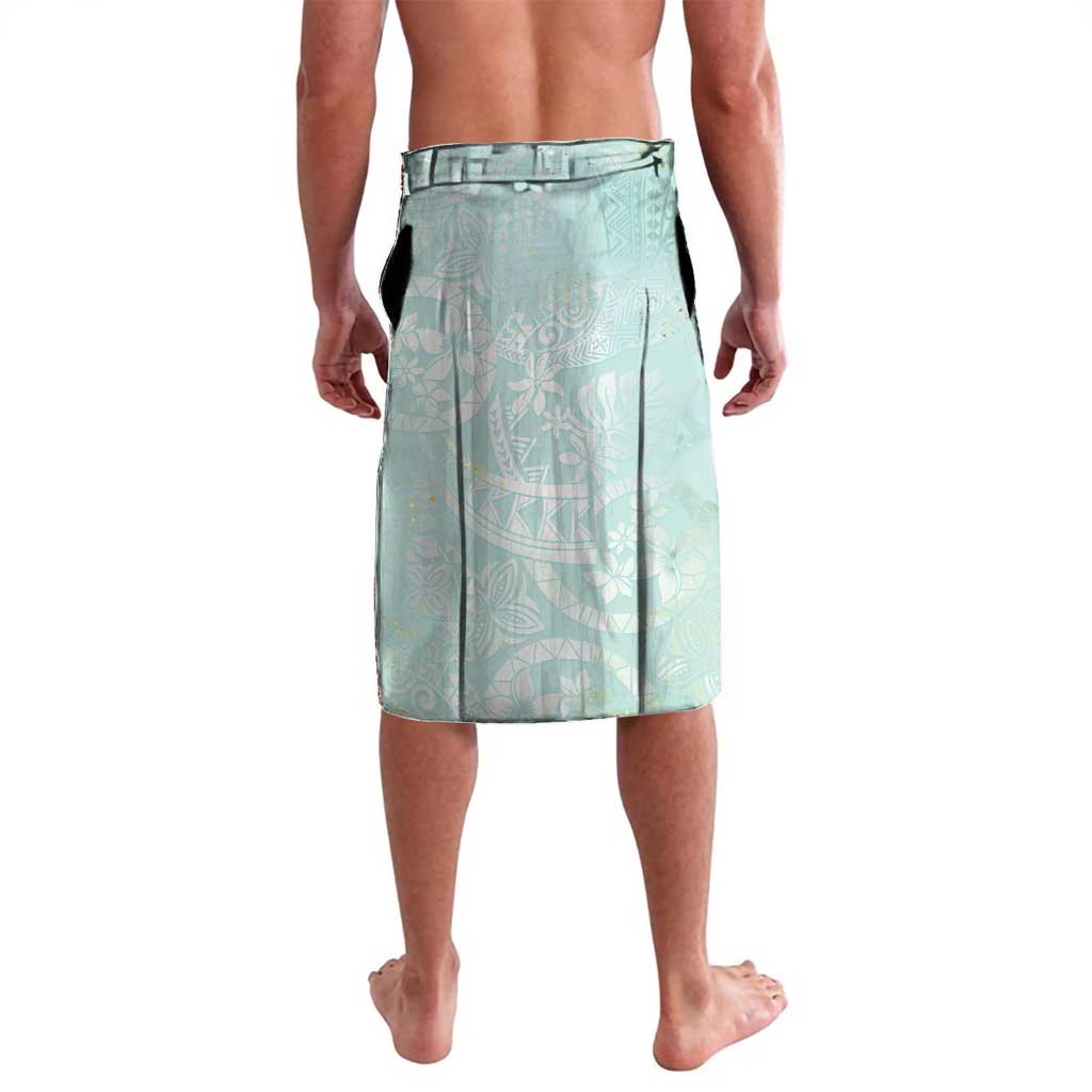 Polynesian Tiare Monstera Seafoam Green Lavalava Liquid Style - Polynesian Pride