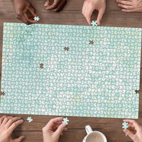 Polynesian Tiare Monstera Seafoam Green Puzzle Liquid Style - Polynesian Pride
