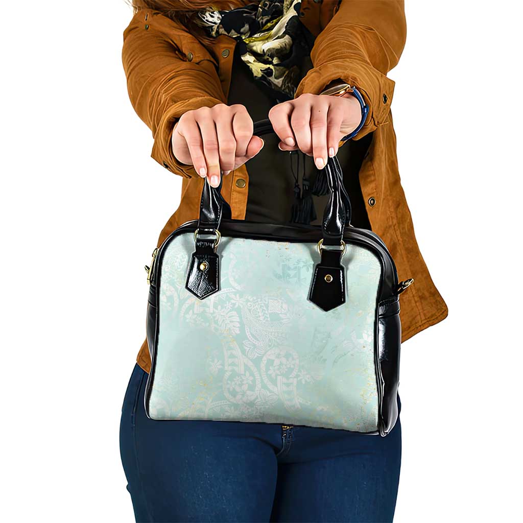 Polynesian Tiare Monstera Seafoam Green Shoulder Handbag Liquid Style LT01 One Size Green - Polynesian Pride