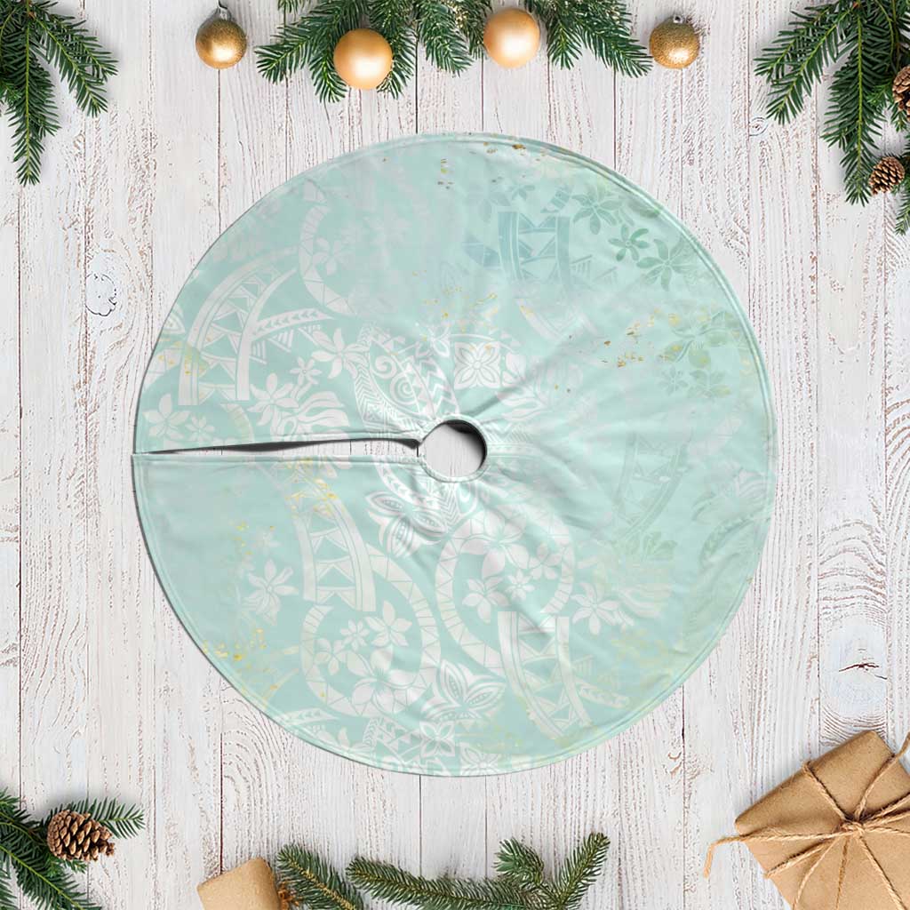 Polynesian Tiare Monstera Seafoam Green Tree Skirt Liquid Style LT01 Casual Green - Polynesian Pride