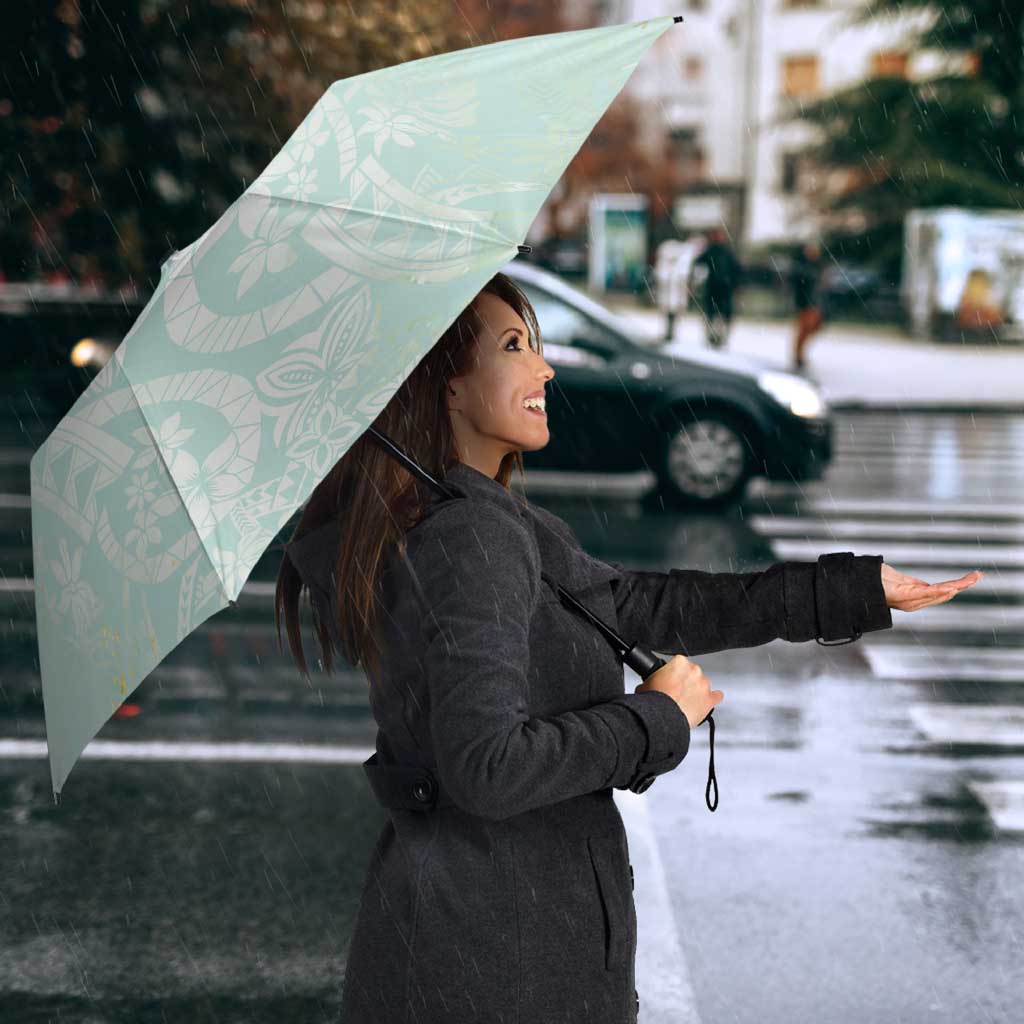 Polynesian Tiare Monstera Seafoam Green Umbrella Liquid Style - Polynesian Pride