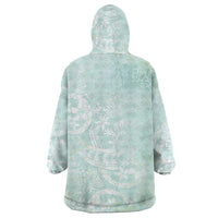 Polynesian Tiare Monstera Seafoam Green Wearable Blanket Hoodie Liquid Style LT01 - Polynesian Pride