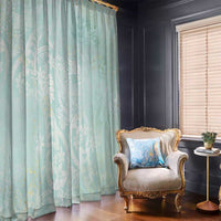 Polynesian Tiare Monstera Seafoam Green Window Curtain Liquid Style - Polynesian Pride