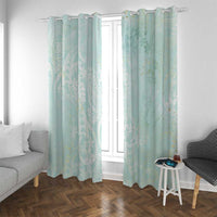 Polynesian Tiare Monstera Seafoam Green Window Curtain Liquid Style - Polynesian Pride