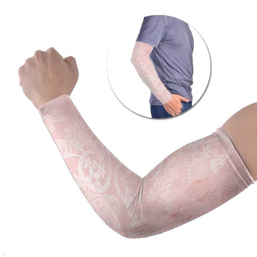Polynesian Tiare Monstera Soft Pink Arm Sleeves Liquid Style LT01 Set of 2 Pink - Polynesian Pride
