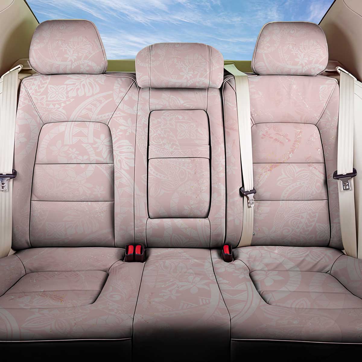 Polynesian Tiare Monstera Soft Pink Back Car Seat Cover Liquid Style LT01 One Size Pink - Polynesian Pride