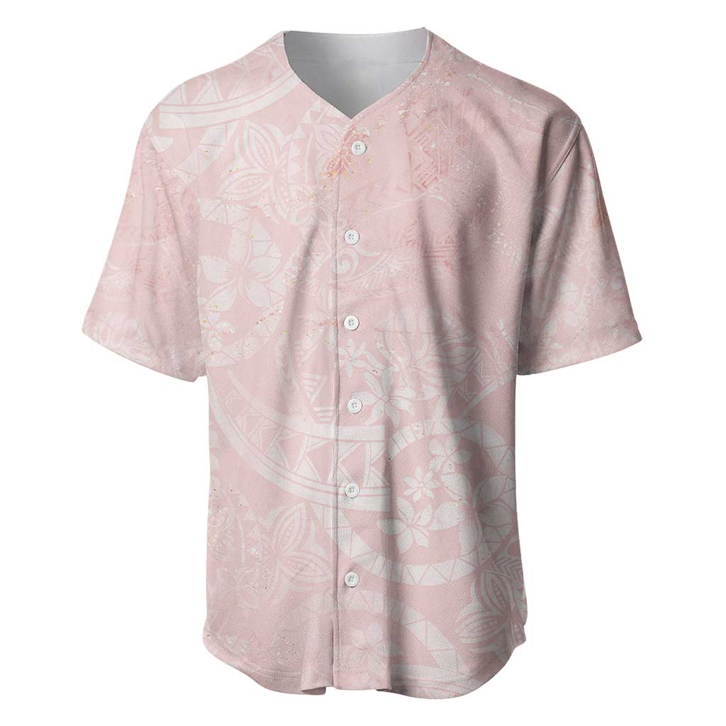 Polynesian Tiare Monstera Soft Pink Baseball Jersey Liquid Style LT01 Pink - Polynesian Pride