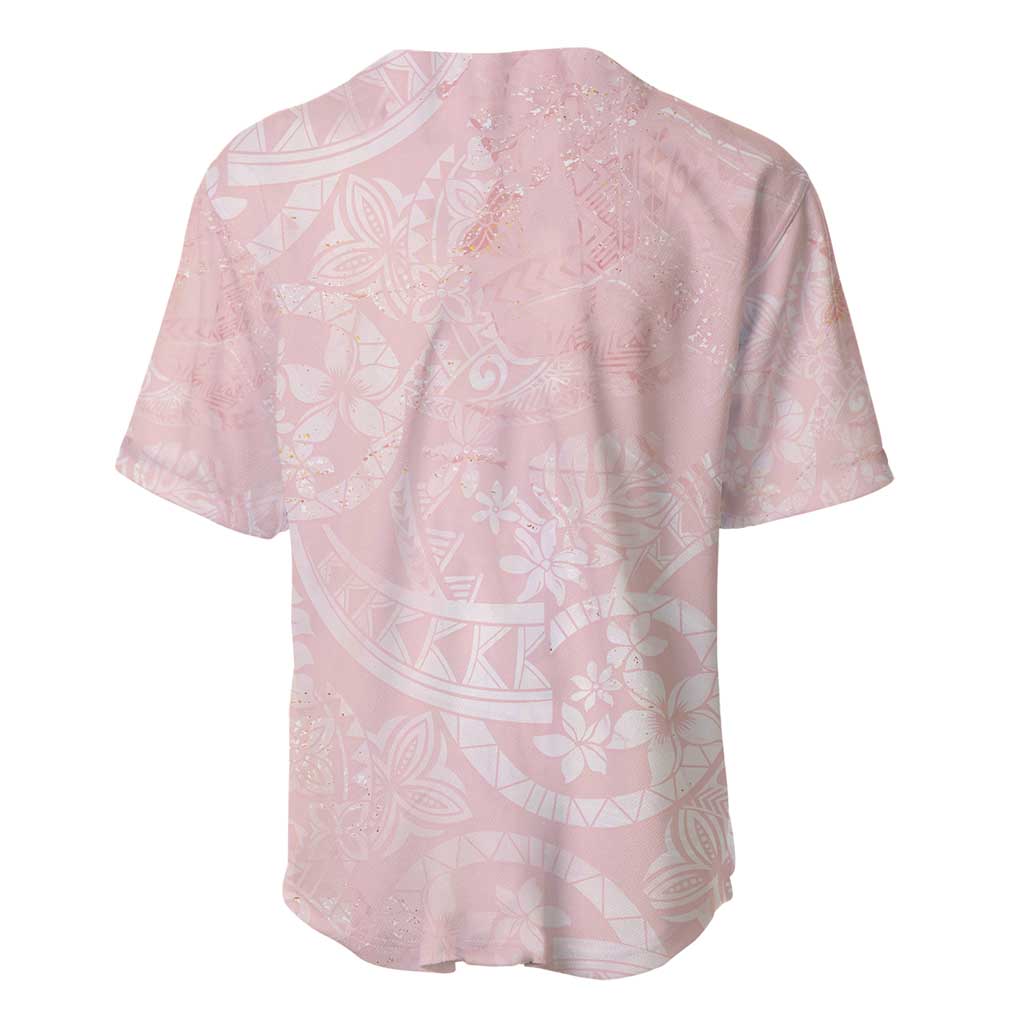 Polynesian Tiare Monstera Soft Pink Baseball Jersey Liquid Style LT01 - Polynesian Pride