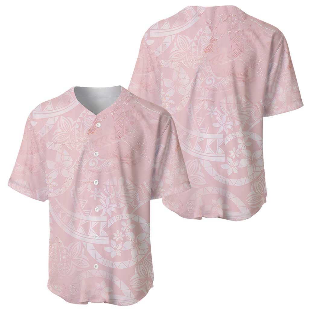 Polynesian Tiare Monstera Soft Pink Baseball Jersey Liquid Style LT01 - Polynesian Pride