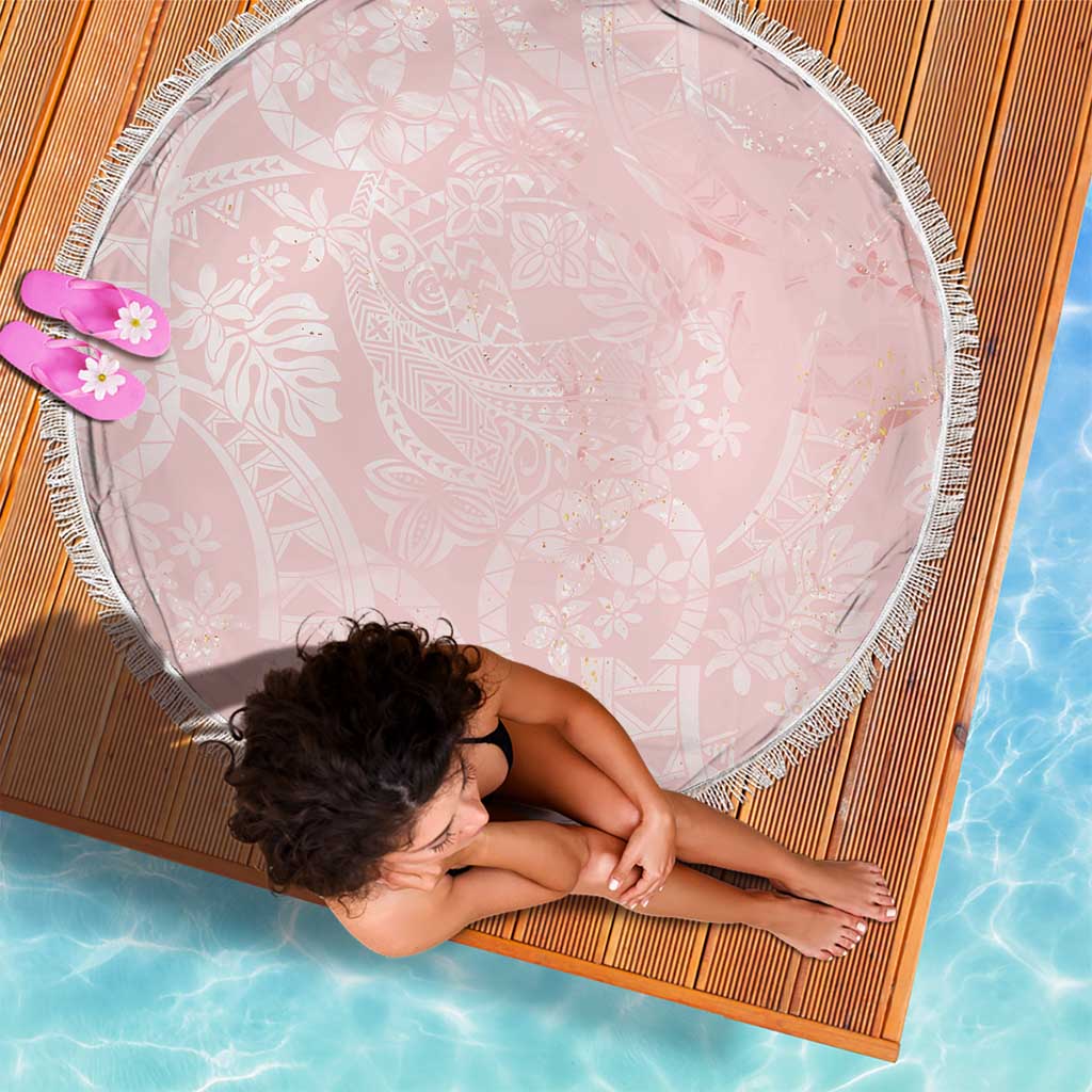 Polynesian Tiare Monstera Soft Pink Beach Blanket Liquid Style - Polynesian Pride