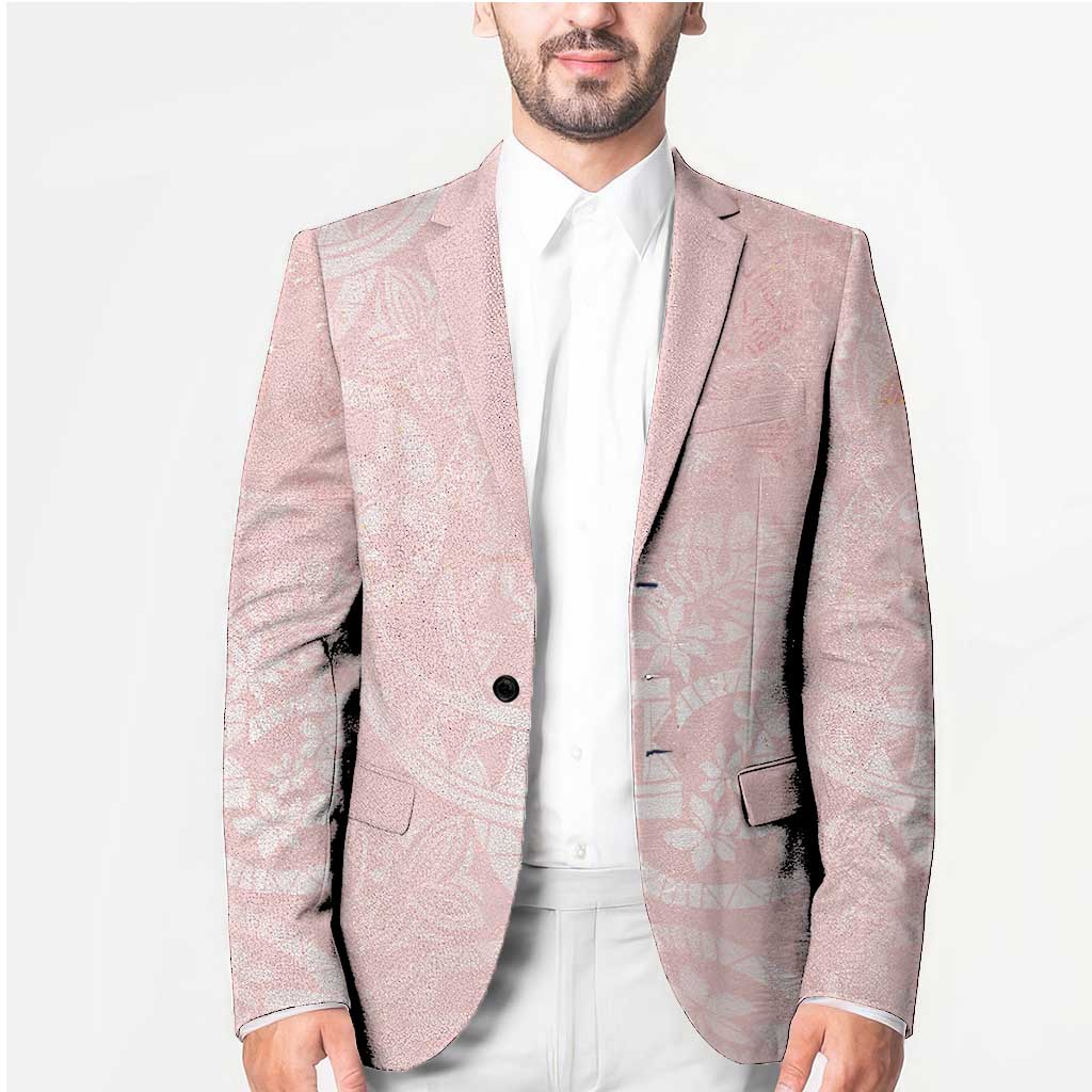 Polynesian Tiare Monstera Soft Pink Blazer Liquid Style - Polynesian Pride