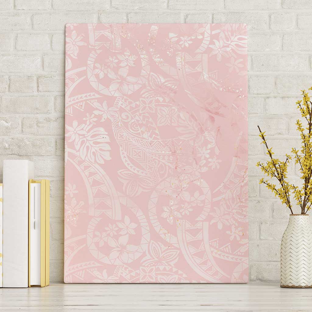Polynesian Tiare Monstera Soft Pink Canvas Wall Art Liquid Style LT01 Without Frame Pink - Polynesian Pride