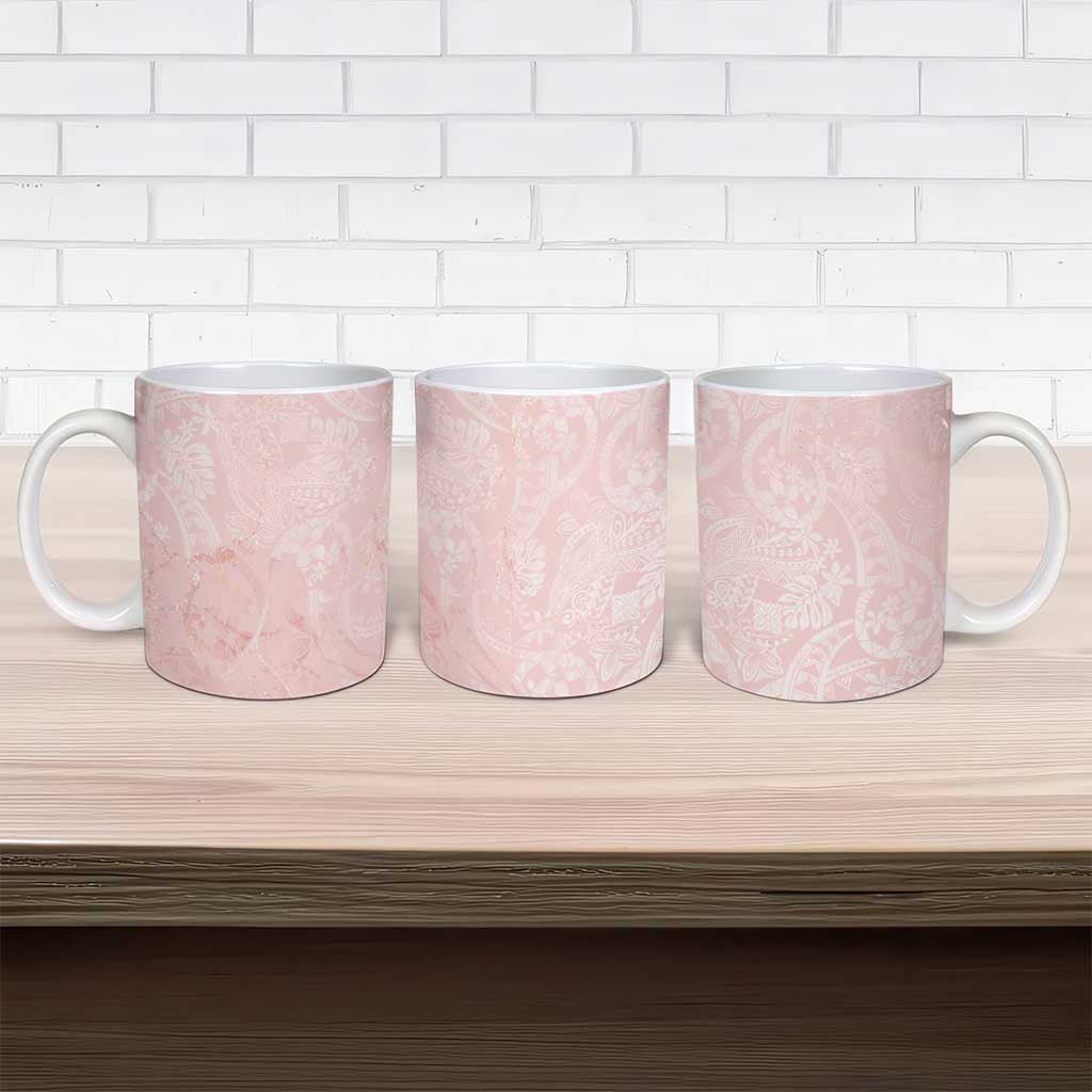 Polynesian Tiare Monstera Soft Pink Ceramic Mug Liquid Style LT01 - Polynesian Pride