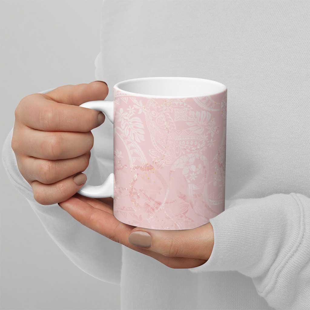 Polynesian Tiare Monstera Soft Pink Ceramic Mug Liquid Style LT01 - Polynesian Pride