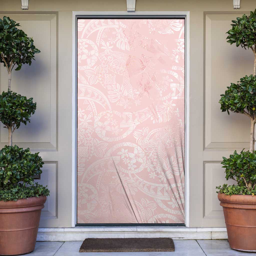 Polynesian Tiare Monstera Soft Pink Door Cover Liquid Style LT01 Pink - Polynesian Pride