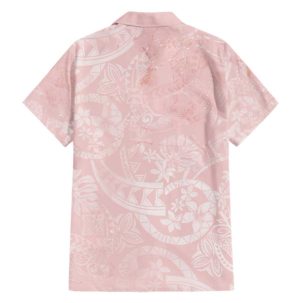 Polynesian Tiare Monstera Soft Pink Family Matching Summer Maxi Dress and Hawaiian Shirt Liquid Style - Polynesian Pride
